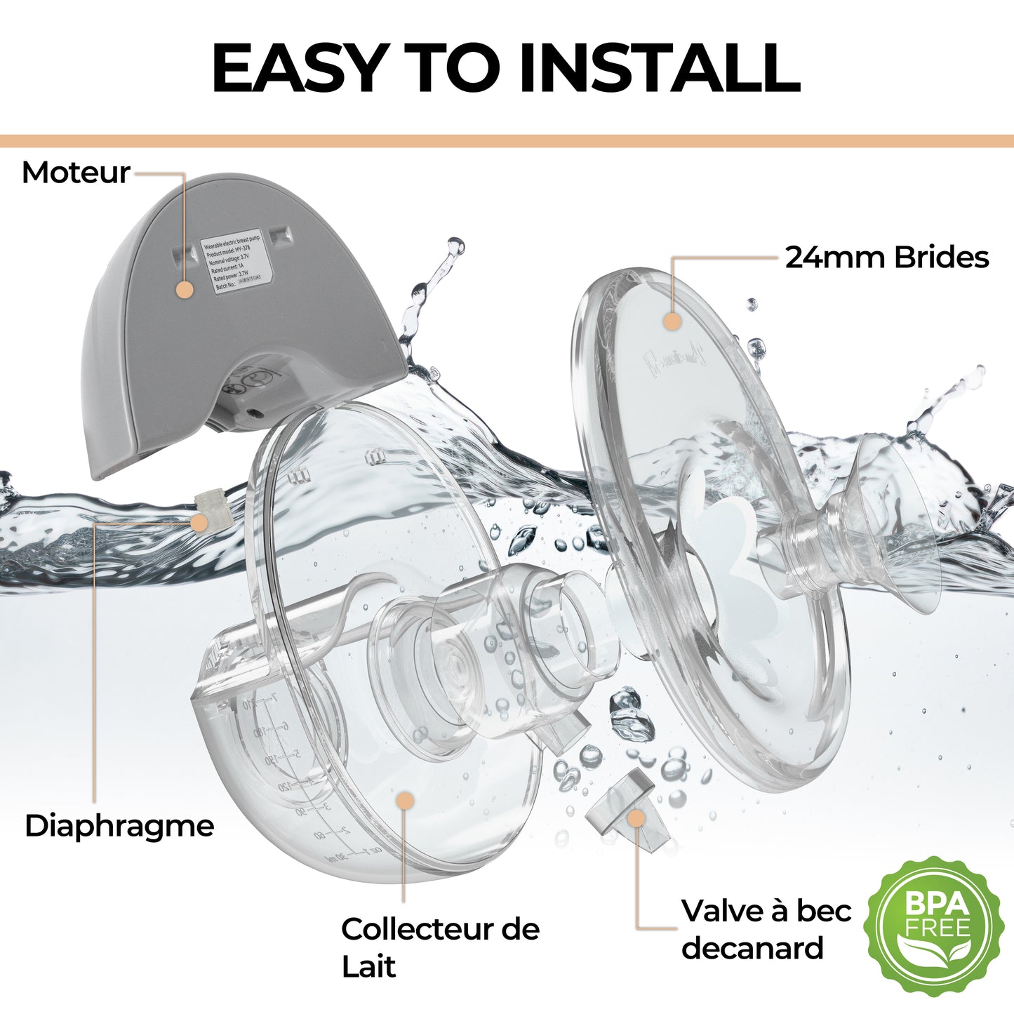 O-BouBou | Tire Lait Electrique Main Libre BPA Free