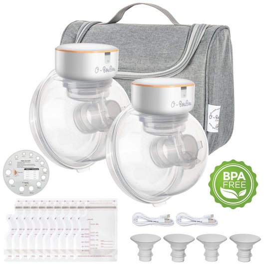 O-BouBou | 2 Tire Lait Electrique Main Libre en Silicone - 12 Niveaux & 4 Modes -  4 Insert Brides (19/21mm) Sans BPA