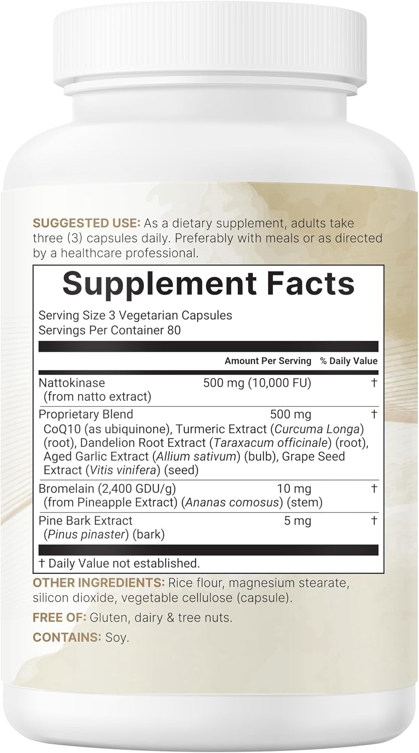 Nattokinase 10,000 FU per Serving, 240 Veggie Capsules