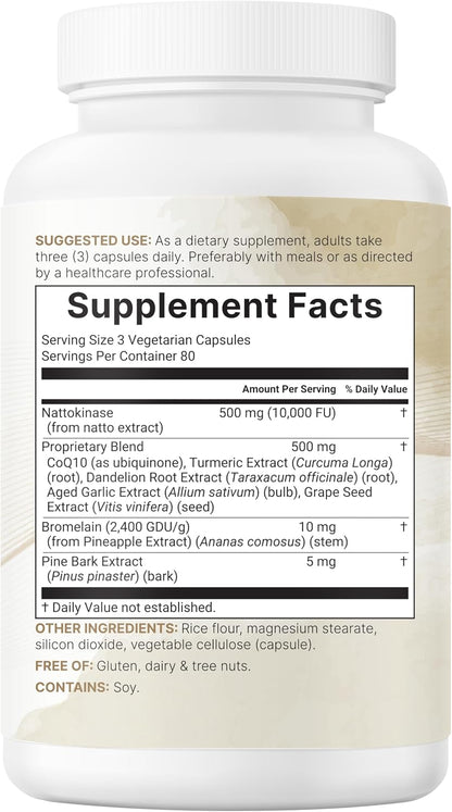Nattokinase 10,000 FU per Serving, 240 Veggie Capsules