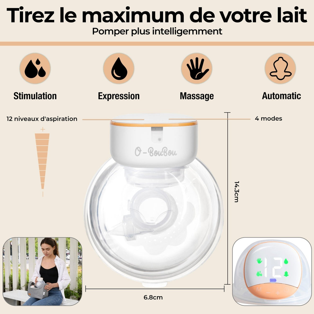 Pack Duo Tire-Lait Mains Libres – 2 Tire-Lait Sans Fil + Sacoche - O-BouBou