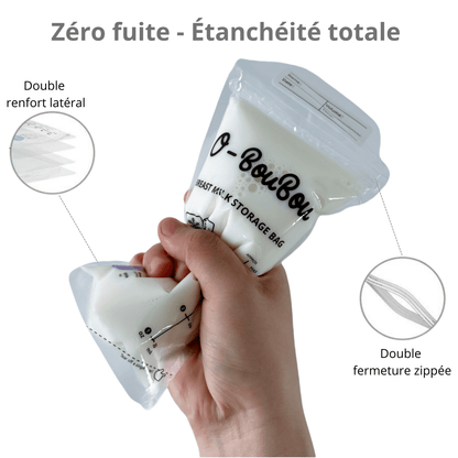Sachets de Conservation Lait Maternel 180 ml Préstérilisés – Sans BPA - O-BouBou